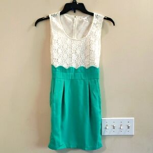 4/$20 Esley Lace Top and Green Mini Dress